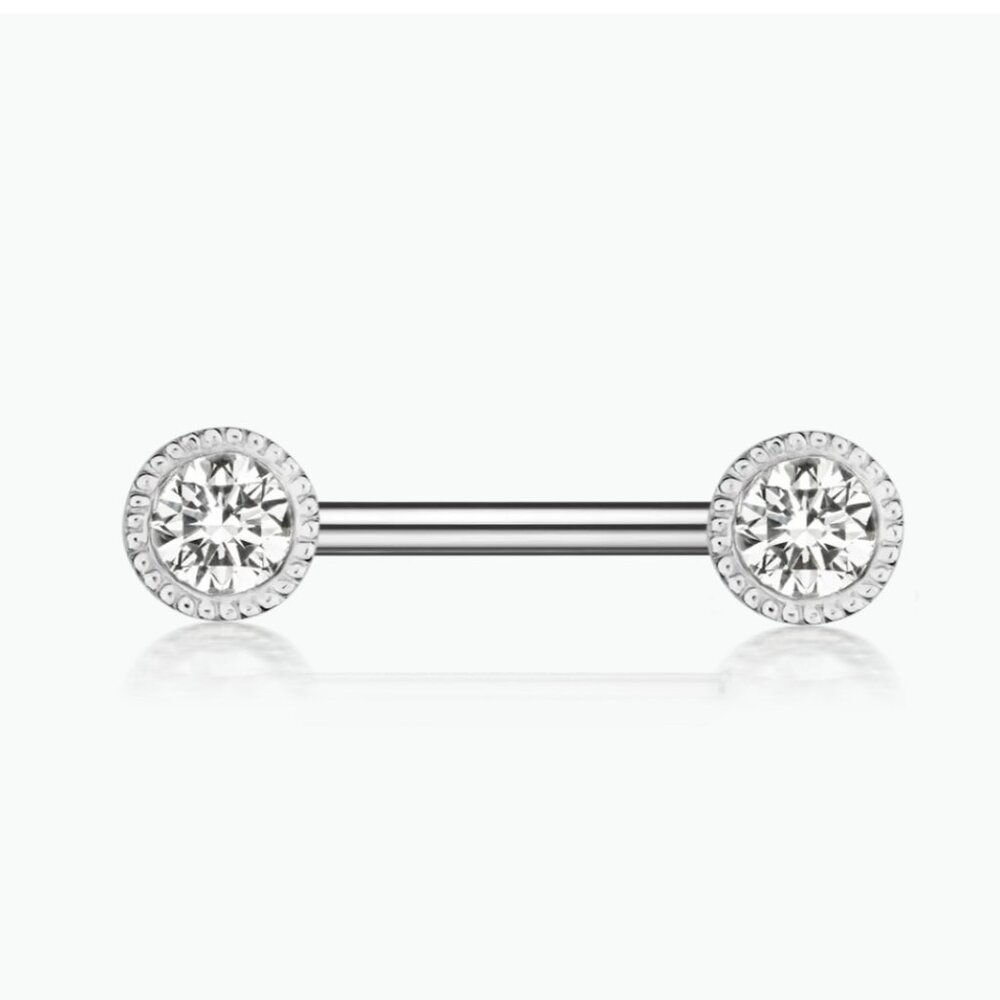 Maria Tash Scallop Set Diamond Nipple Barbell in White Gold